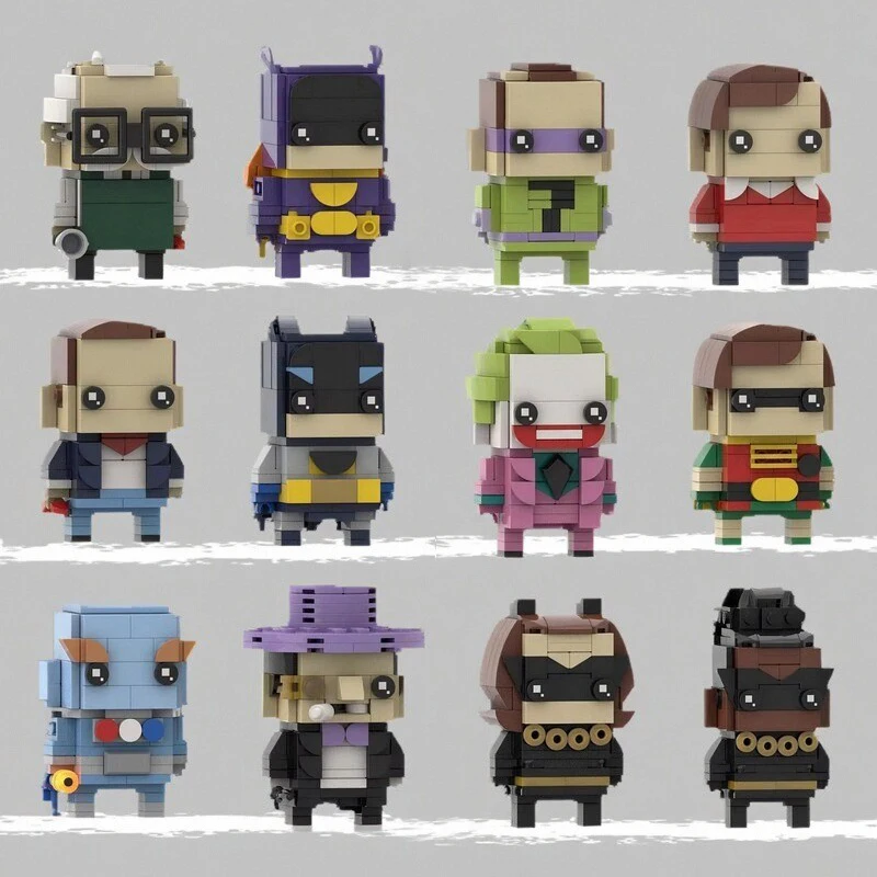 MOC – figurine de film animé Bricksheadz, jouet pour enfants, modèle Joker, cape de chauve-souris, poupée croisée, blocs de construction, bricolage, cadeau de Collection pour adultes