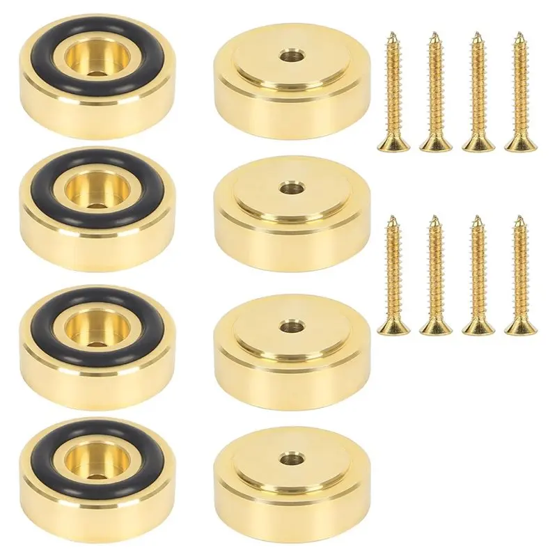 AC88-Gold Plated Brass Cutting Board Feet- 8Pcs Set With Nonslip Pads(1.18X0.39Inch) Non-Slip Legs Kit For Furniture