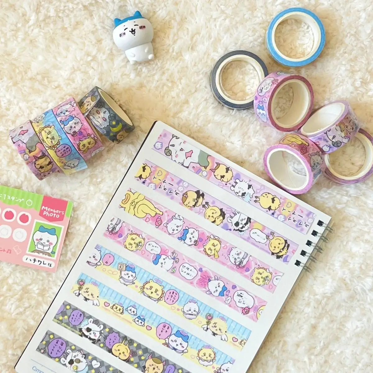 MINISO ちいかわ ハチワレAngels and Demons Rolls Cartoon Washi Tape for Scrapbooking Planners DIY Decoration and Crafts Gift Wrapping