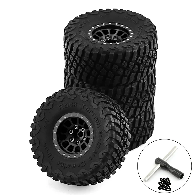 Trx 4M 4 Stuks Metalen 1 Inch Wielen Met Banden Upgrade Naaf Band Set Voor 1/18 Rc Crawler Auto Traxxas TRX4-M Verdediger Bronco Scx24 Fms