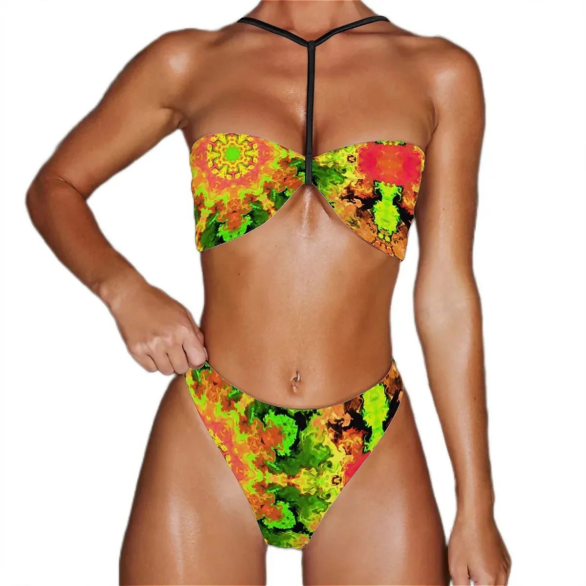 

Colorful Mandala Bikini Set Female Sexy Retro Bohemian Bikini Swimsuit Beach Design Swimwear Two Piece Set Novelty Beach Wear