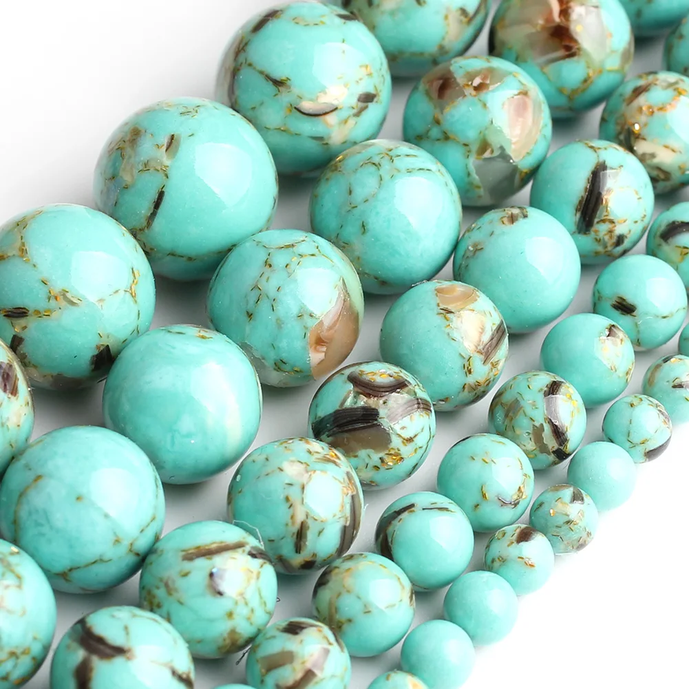 4mm Naturstein runden See blau Howlite lose Spacer Perlen für Schmuck machen DIY Geschenk Armbänder Halskette Zubehör 15''