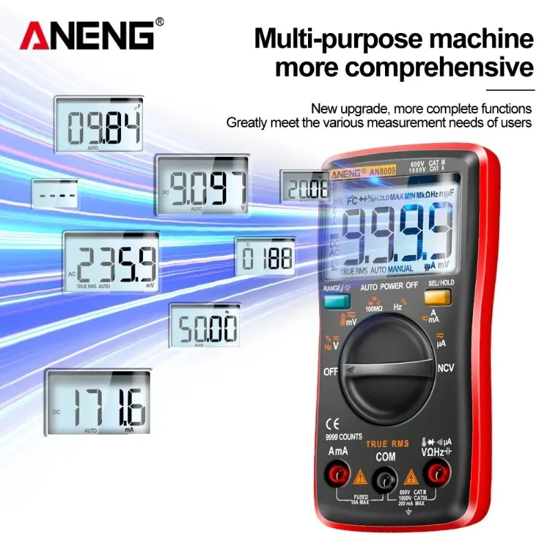 ANENG AN8009 Digital Multimeter Transistor Tester Capacitor True RMS Automotive Electrical Capacitance Meter Temp Diode
