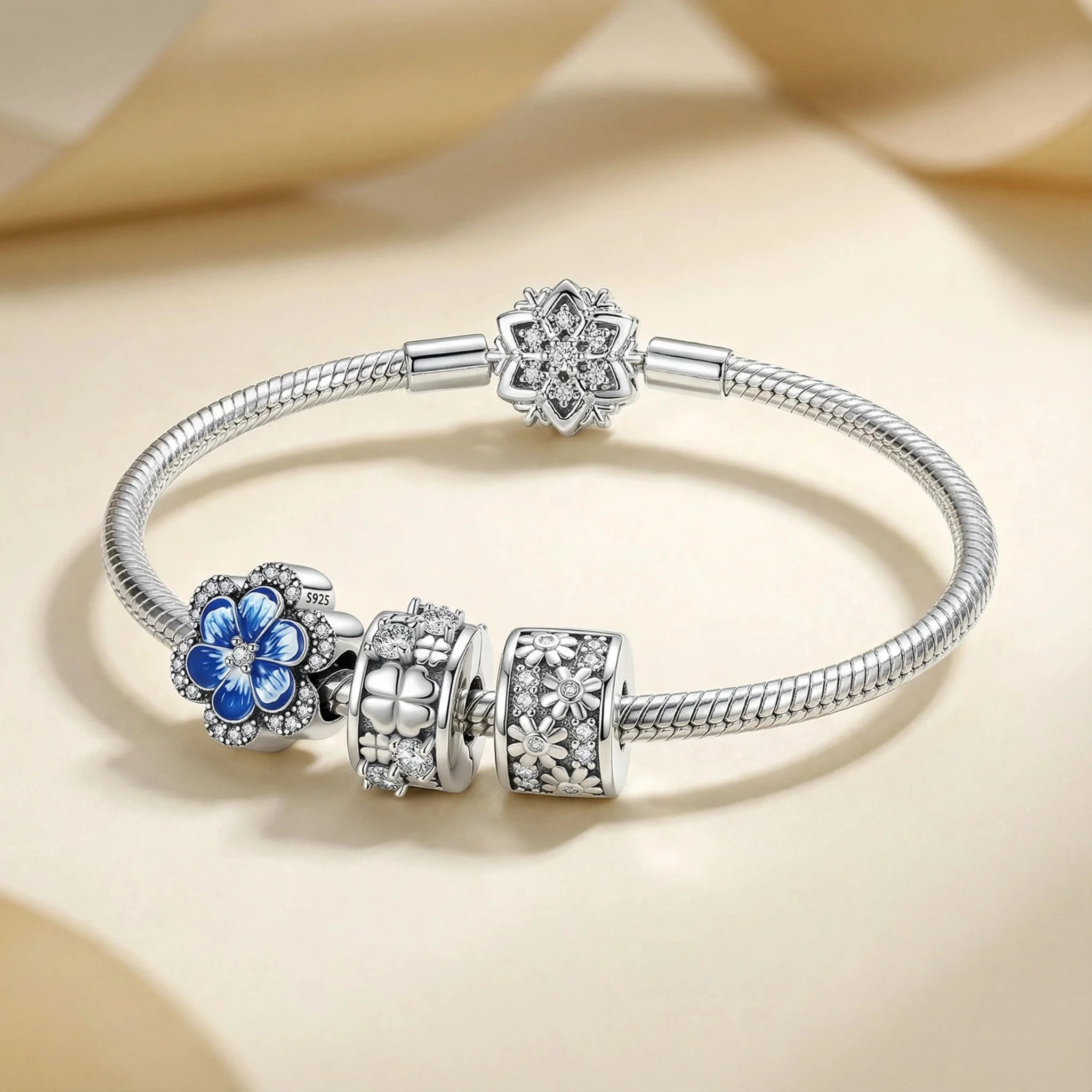 

Подвеска-шарм в форме цветка из стерлингового серебра 925 пробы с кубическим цирконием, подходит для браслетов и ожерелий своими руками, подарок для нее, Colgante Plata