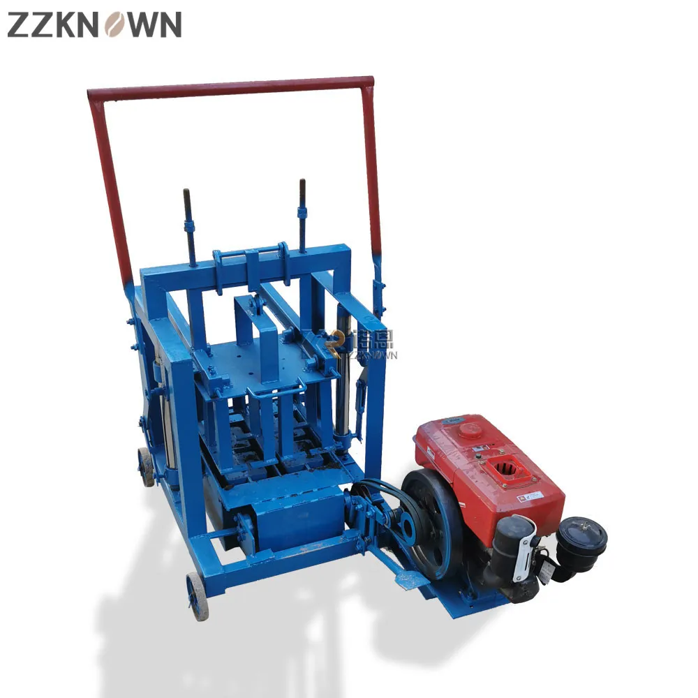 Small Scale Diesel Engine Mini Mobile Manual Cement Brick Block Making Machine Hollow Bricks Machines