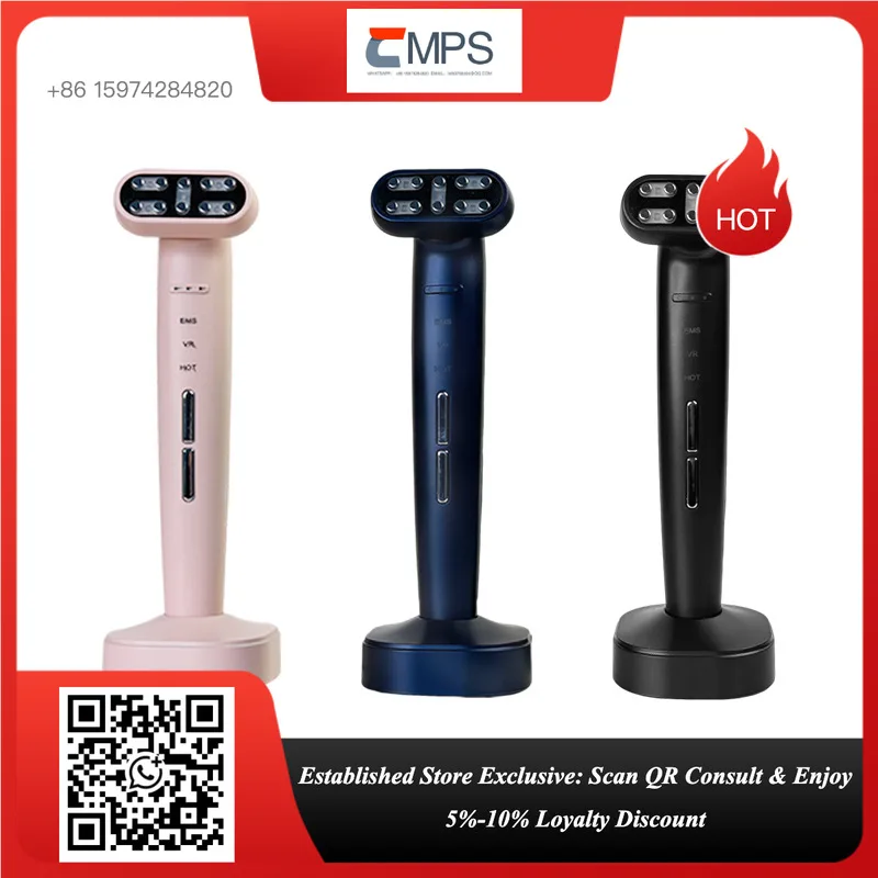 Cross-border new micro-current introduction eye beauty instrument, massage color light vibration warm eye beauty instrument