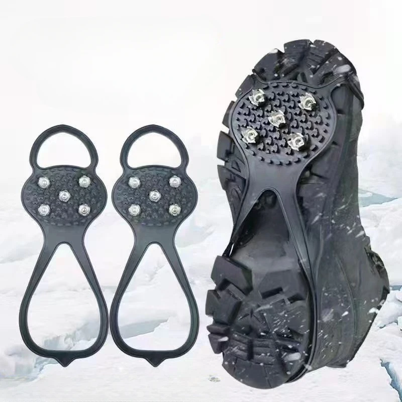 1 Pair 5 Studs Anti-Skid Ice Snow Camping Walking Shoes Winter Safety Boots Universal Professional Climbing Crampons