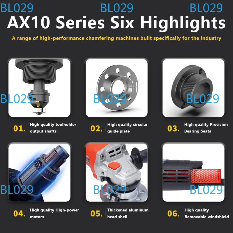 AX1040 Straight Edge Electric Chamfer Machine Metal Mold Handheld Trimmer 220V 1020W 45° C 1~3.5mm Angle
