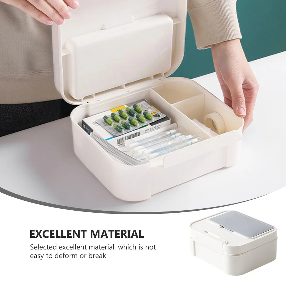 صندوق طبي منزلي، تصميم تخزين متعدد الشبكات، حاوية طبية متينة للاستخدام المنزلي، حقيبة إسعافات أولية مدمجة، تخزين منظم #2