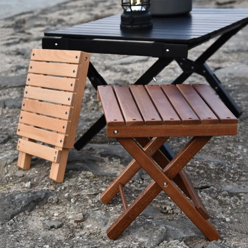 

Tryhomy Outdoor Folding Stool Portable Beech Wood Stool Sketching Stool Self-driving Picnic Camping Solid Wood Chair