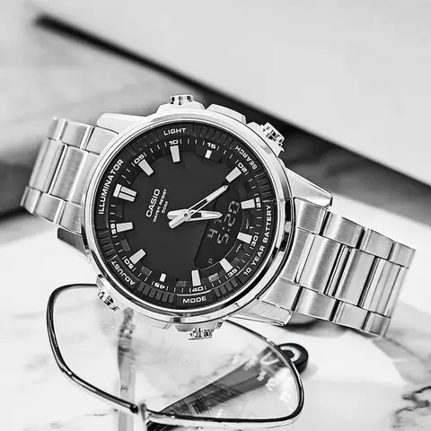Casio AMW-880D Series Classic Dual Display Watch Light Pointer Design Business Style Multifunctional Waterproof Men's Watch