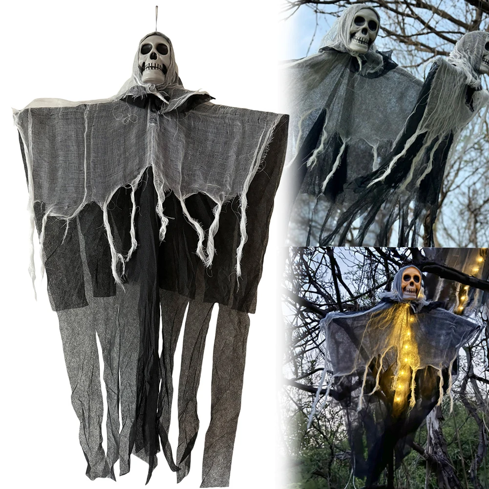 هالوين متوهجة هيكل جمجمة الشاش معلقة شبح المنزل في الهواء الطلق حديقة الديكور هالوين حفلة الرعب شبح الدعائم 2025