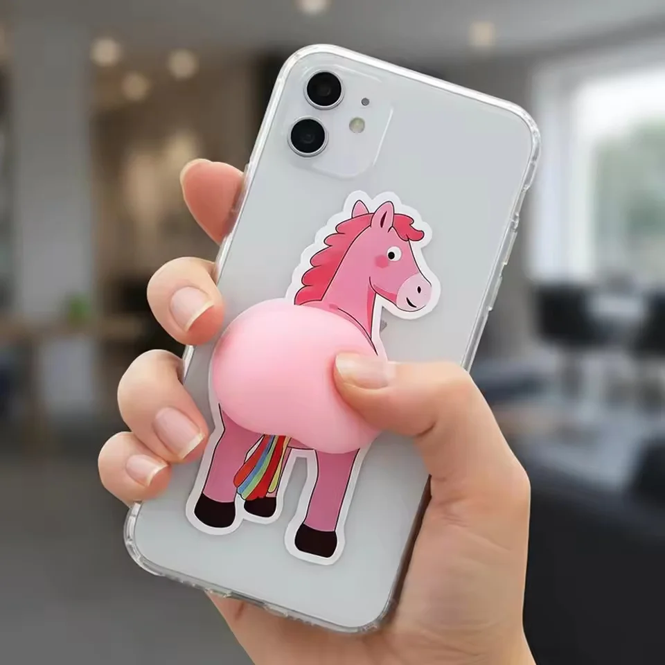 Fidget Toy Fun Creative Cute Cartoon Pony Butt Kneading Stickers Music Patting Decompression Toys Boutique Party Gift for Adults