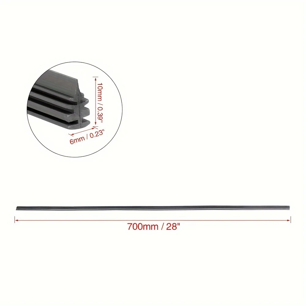 4Pcs 28inch 6mm Universal Car Rubber Frameless Windshield Wiper Blade Refill