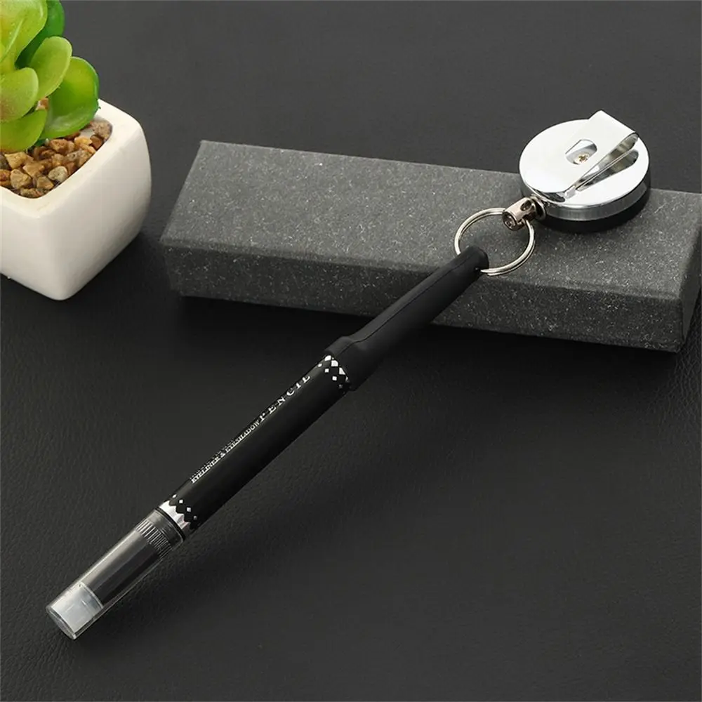 Heavy Duty Retractable Pen Pull Holder Stainless Steel Belt Clip Pencils Anti Lost Rope Key Ring Chain ABS Carpenter