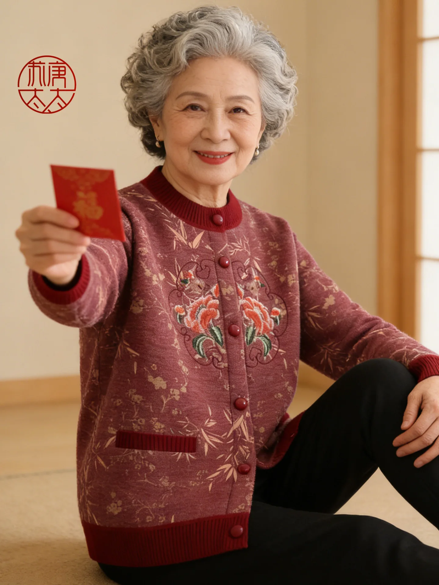 

Модный вязаный кардиган с начесом для женщин, уютные длинные брюки Celebra Mommy, круглый вырез, застежка на пуговицы