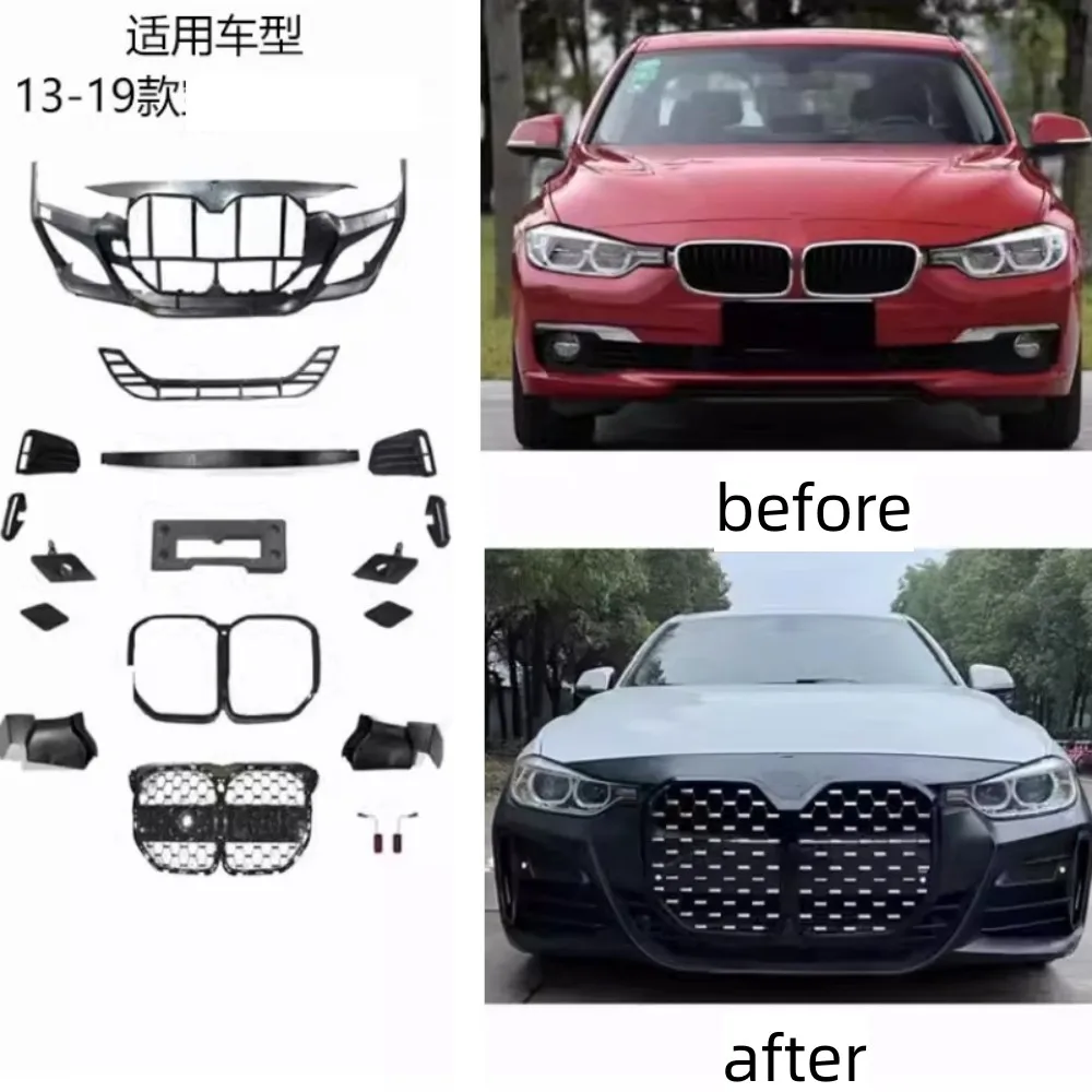 Car Body Kit For BMW 3 Series F30 2013-2019 Modified Front Bumper Grille Mask Fog Lamp Frame Assembly Auto Accessories