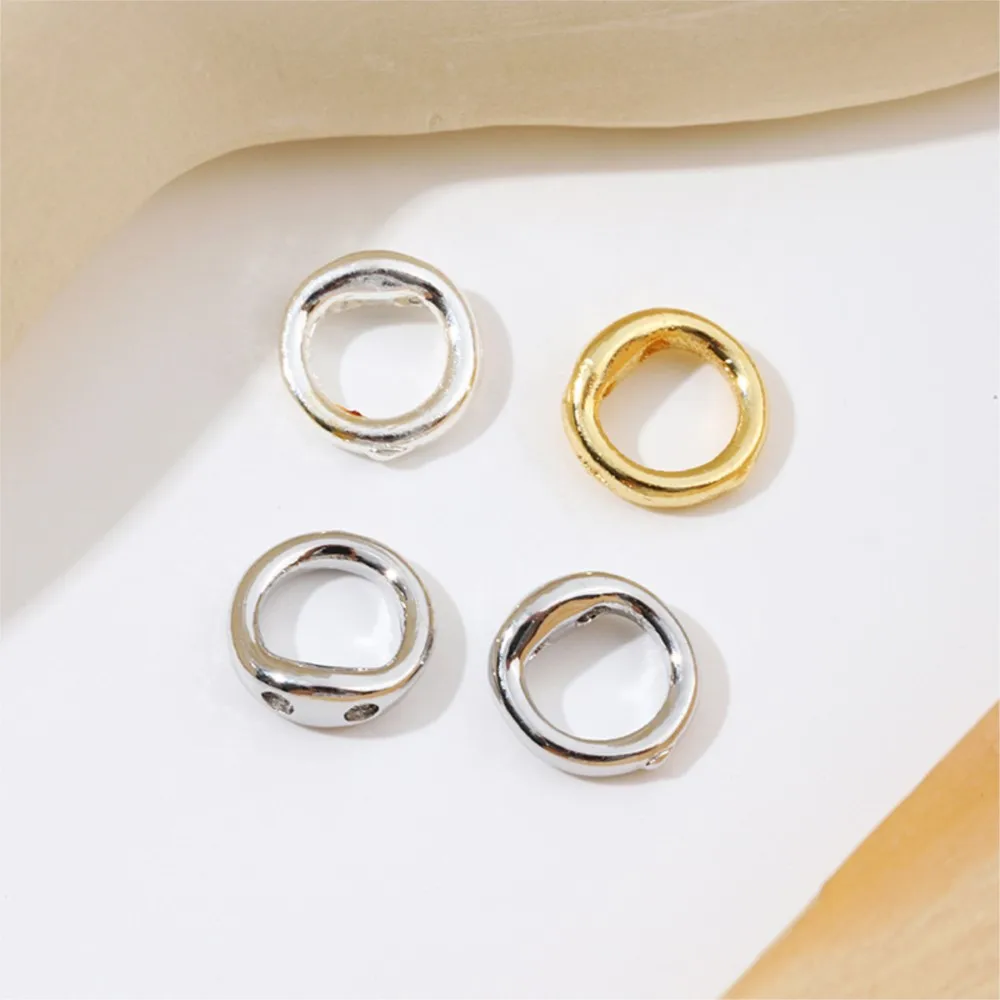 10/20Pcs 18K Gold Double Hole Connector Rings End Bead Findings For DIY Bracelet Necklace Jewelry Making Supplies Accessories