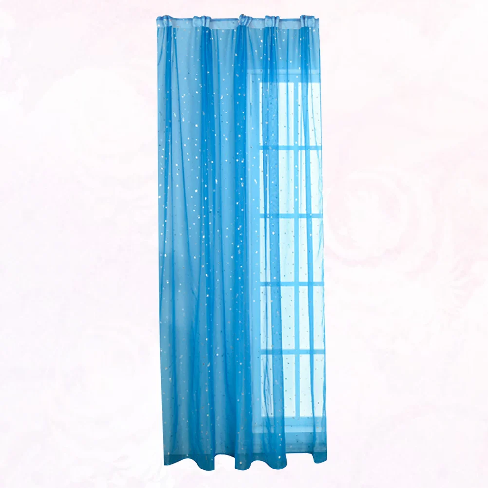 실버 포일 스타 커튼 100X200Cm 블루 침실 욕실 창문 튤 시어 커튼 홈 데코 보일 창문 시어 1개