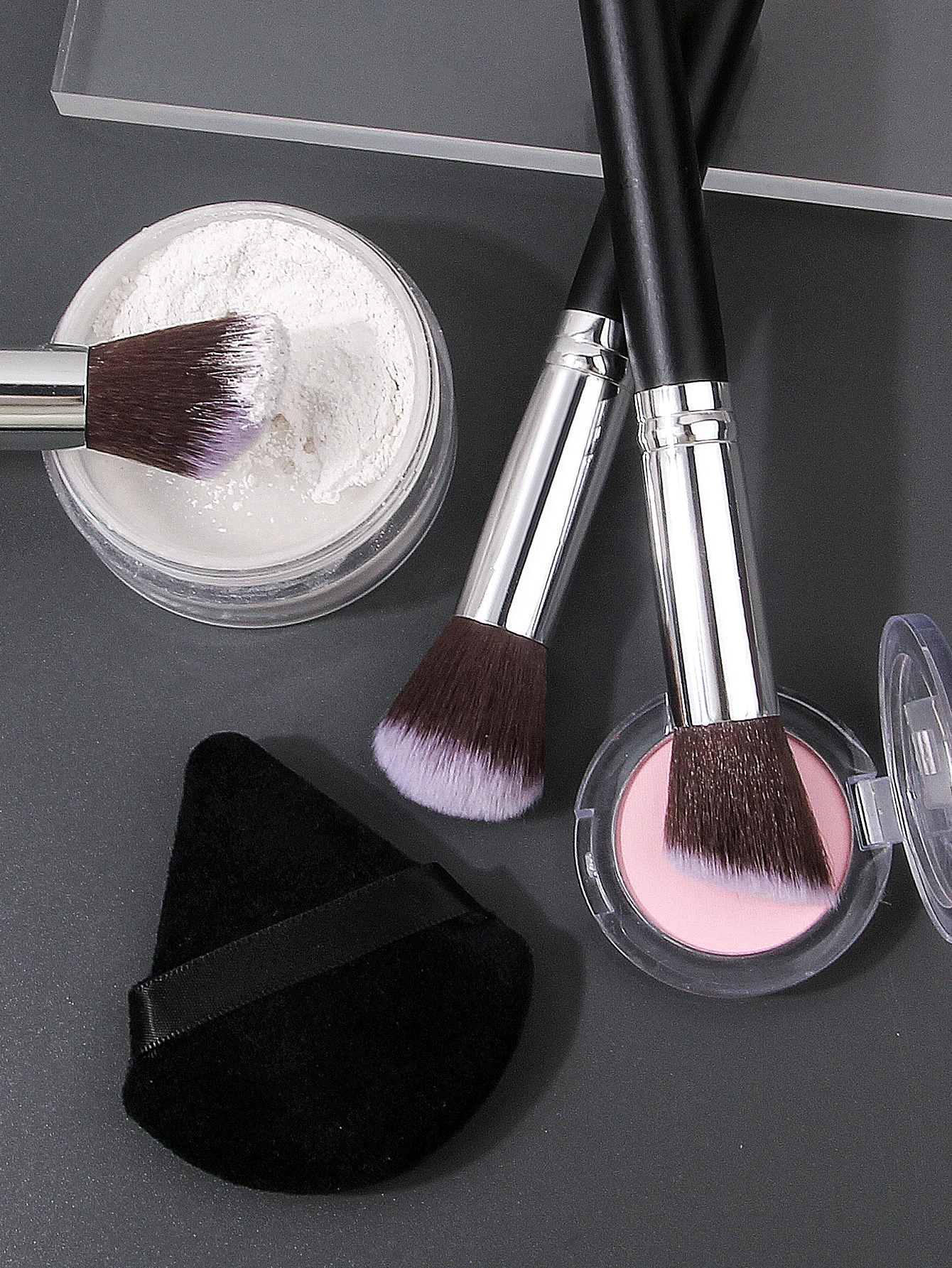 13개 고품질 메이크업 브러쉬 세트, 다목적 페이셜 메이크업 브러쉬 + 부채꼴 파우더 퍼프 + 휴대용 보관 가방