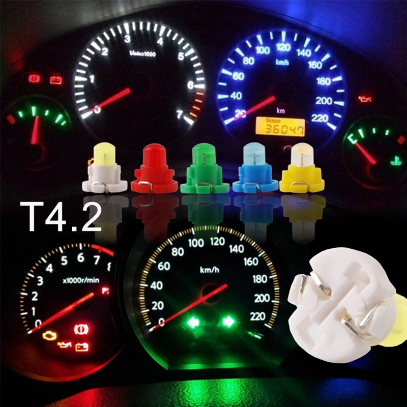 10pcs T3 COB 1SMD T4.2 T4.7 T5 LED Instrument Light W3W Auto Car Instrument Panel Lamp 3528 3smd Indicator Dashboard Signal Bulb