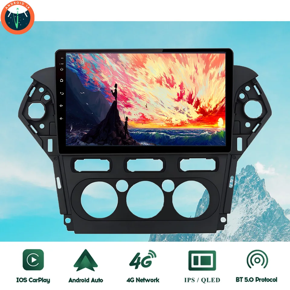 10‘’ QLED Android 14 8G Ram Car GPS Navi Music Video Multimedia Player For Ford Mondeo 2010 - 2014 Auto Stereo Head Unit