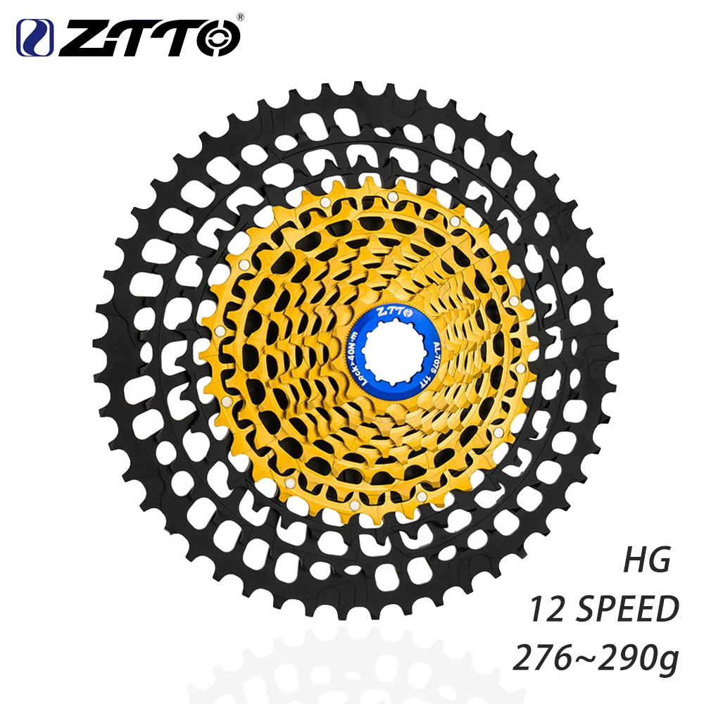ZTTO Ultralight 12 Speed 11-51T HG Gold Cassette MTB CNC Cassette Ultimate 12s 11-46T 11-50T Sprocket Rainbow 276g~297g