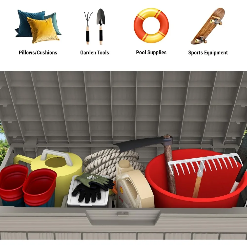 صندوق تخزين راتينج مقاوم للماء والطقس والأشعة فوق البنفسجية، مثالي للأماكن الداخلية والخارجية ووسائد أثاث الفناء ومستلزمات حمام السباحة #4