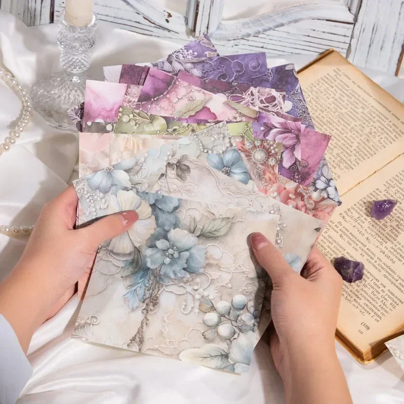 30Pieces Gem Romance Series Paper Pad Vintage Journal Decoration Supplies DIY Collage Luxurious Style Paper Cute Decoration
