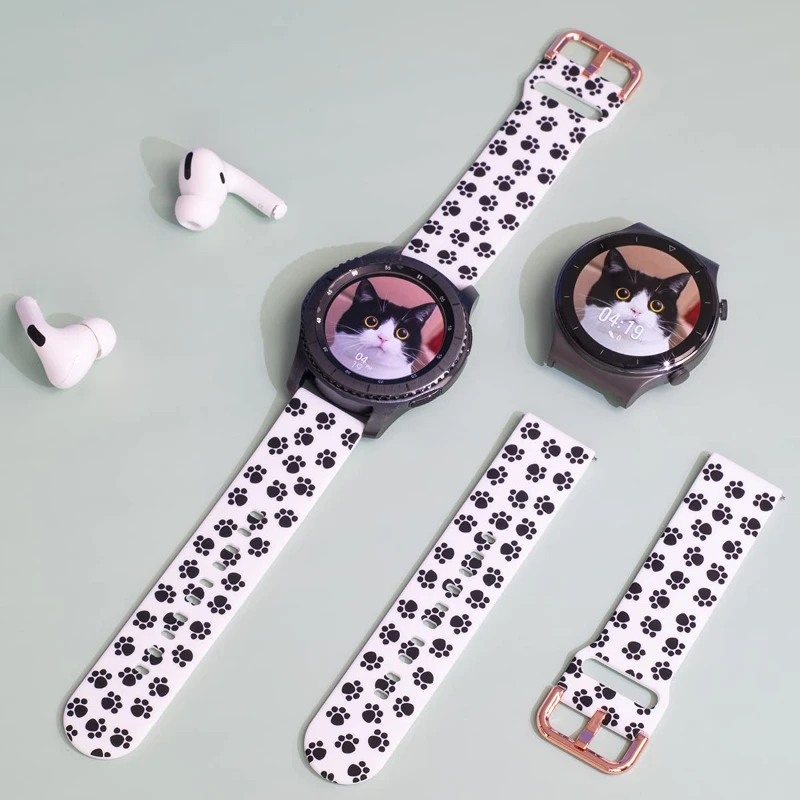 20mm 22mm straps For Samsung galaxy watch 7-6-5-pro-4 Classic Printed Silicone bracelet for Huawei GT6/GT6Pro 46mm sport band