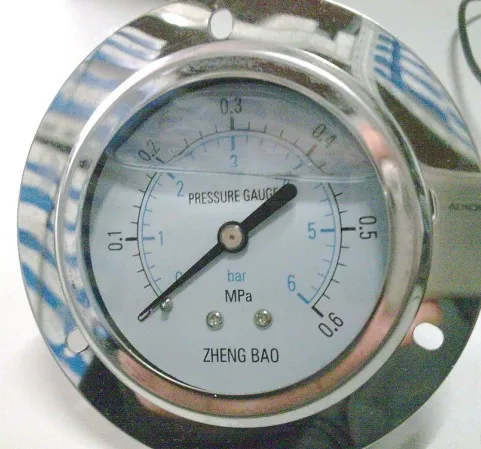 

YN60ZT 0.6Mpa (full specification) shock-resistant axial pressure gauge with front side Shanghai Zhengbao Pressure Gauge Factory