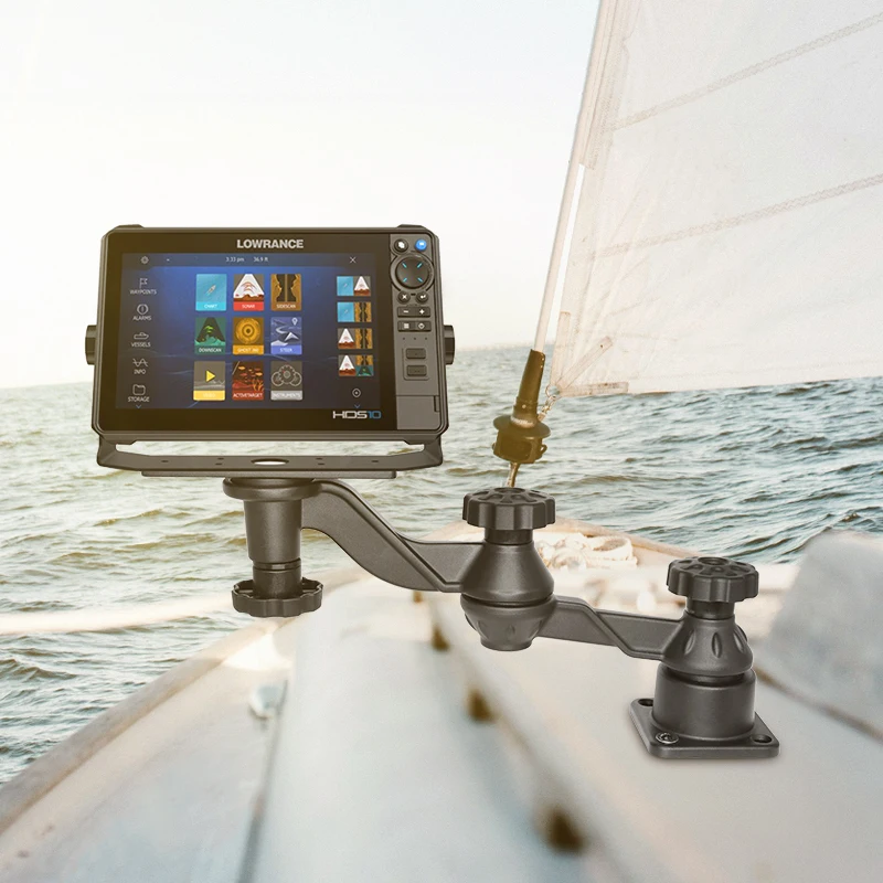 VINmounts Aluminum Fish Finder Mount with Dual-Joint Adjustable Arm for 7-16