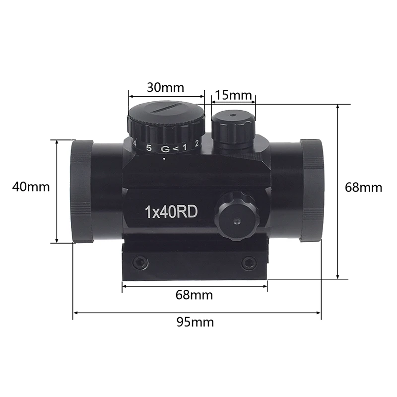 1x30 1x40 Holographic Red Green Dot Scope Sight Single-Tube Adjustable Telescope Tactical Riflescope 1 inch Riser Mount 11/20mm - view 6