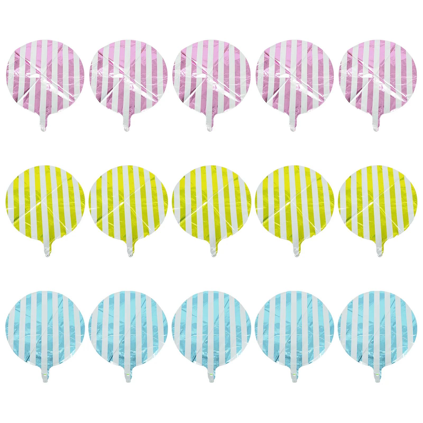 

15Pcs Round Striped Balloons Aluminum Film Party Supplies Festive Atmosphere Decor Round Striped Balloon Aluminum Film Balloon