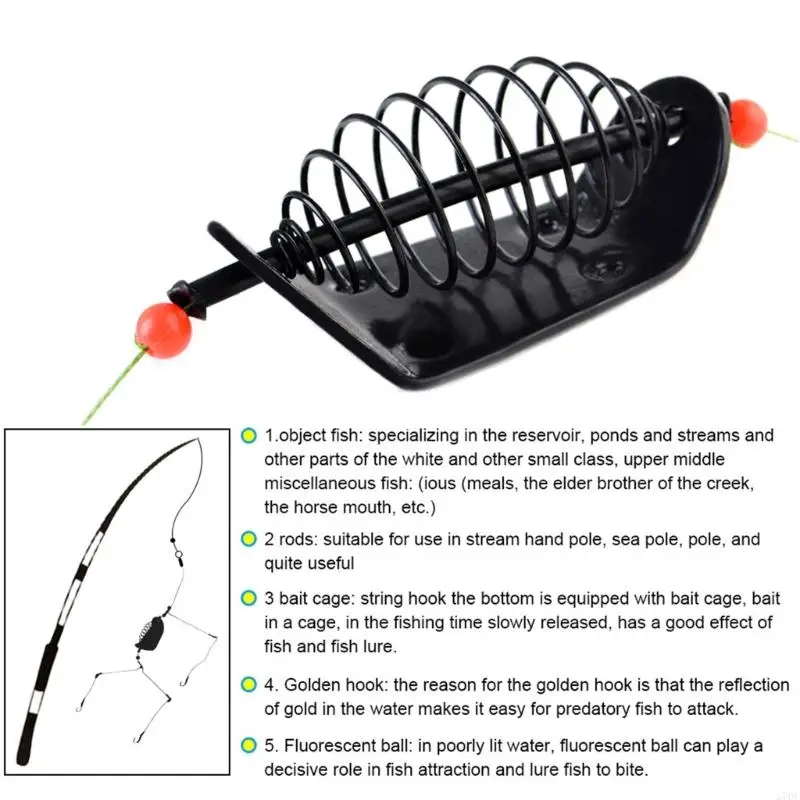 270C 20-100g Carp Fishing Tackle Accessories Fishing Baits Cage Steel Wire Fishing Feeder with Holder Baits Cage Fishing Tool