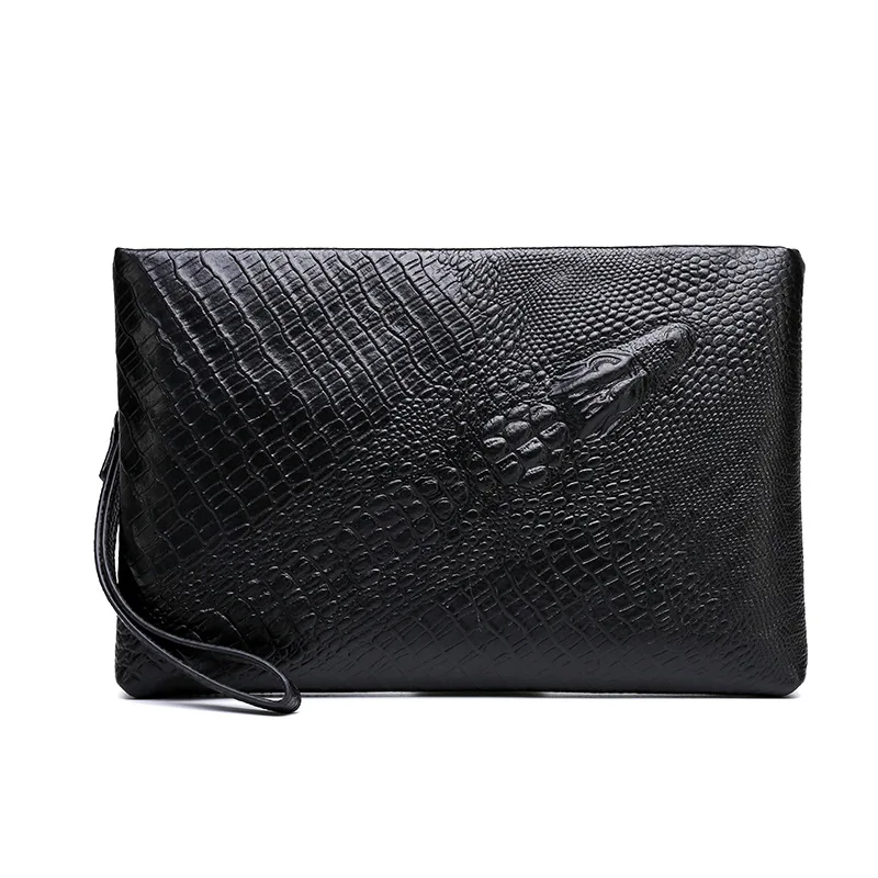 

Men's hand bag Alligator Pattern large capacity casual hand-held bag with leather cover layer, letter package, file grab bag sac