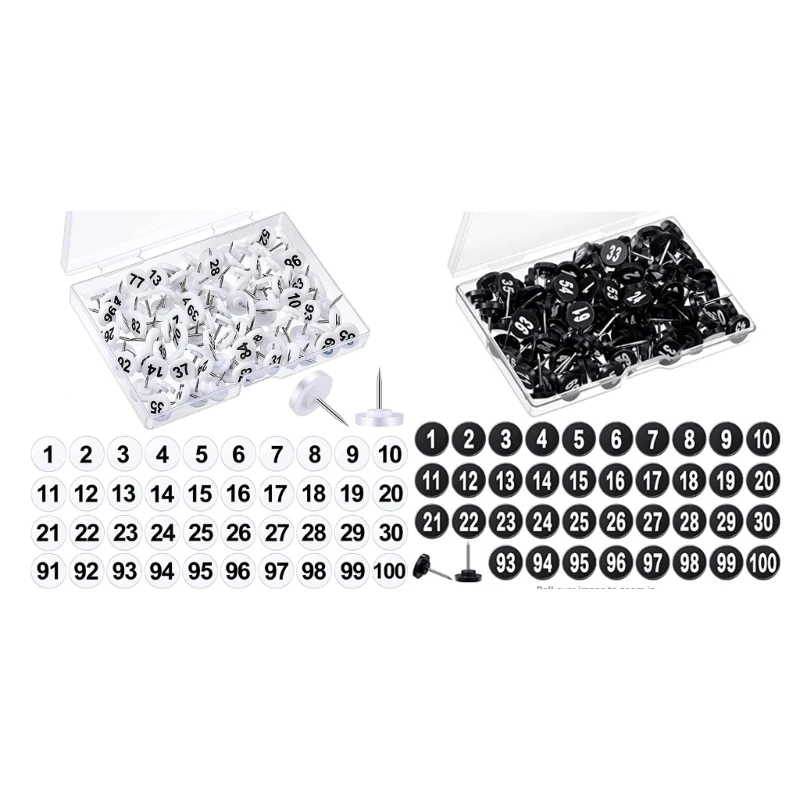 100Pcs Numbered Thumbtacks Numbered Pushpins Map Pins for Bulletin Boards Displaying Files Photos Posters L41E