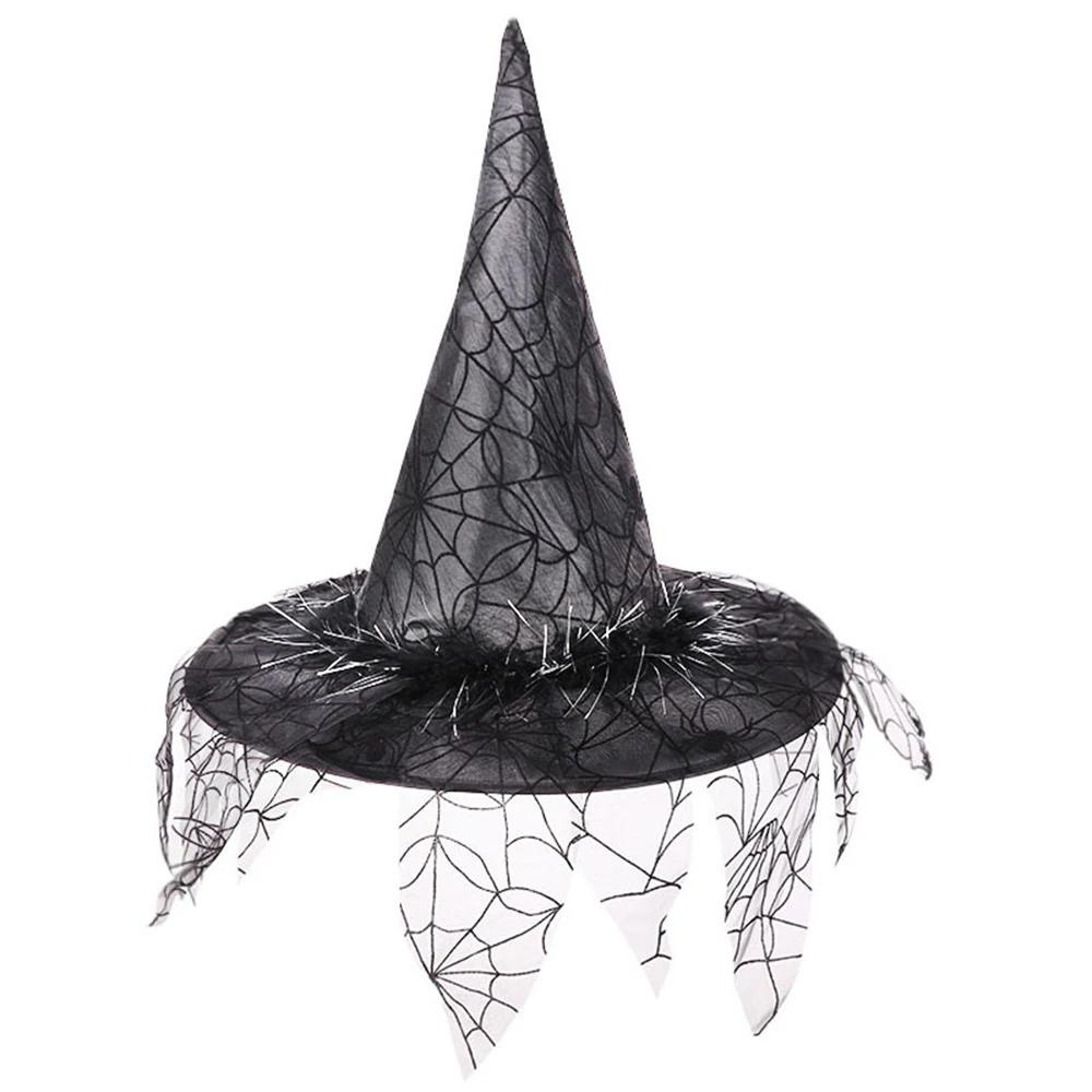 1Pcs Frauen Mädchen Halloween Schirmmütze Schleier Spiderweb Mesh Hexe Hut Halloween Party Kostüm Zubehör Party Hut Festival Cosplay