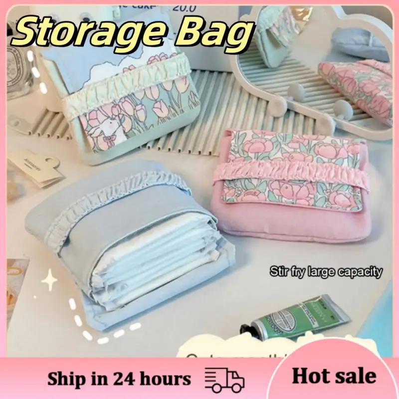 Portable Women Sanitary Napkin Tampon Storage Bag Organizer Pouch Cartoon Pattern Sanitary Napkin Bag Sanitary Pad Monthly Bag