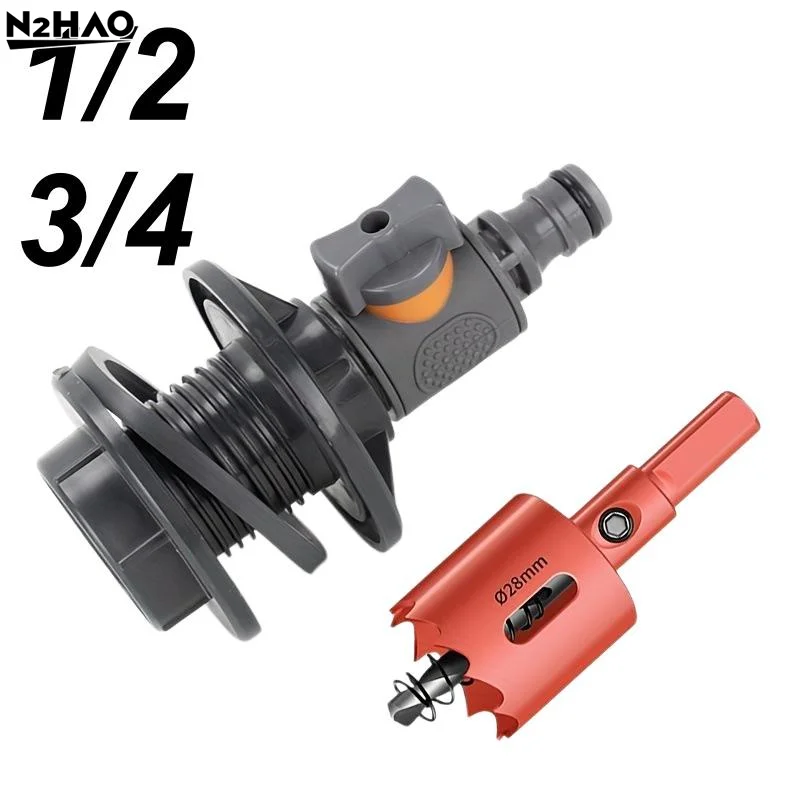 1 Set Water Tank Garden Irrigation Connections Tools PVC Water Tank Connector With 1/2 3/4 Quick Connect Straight-through Valve