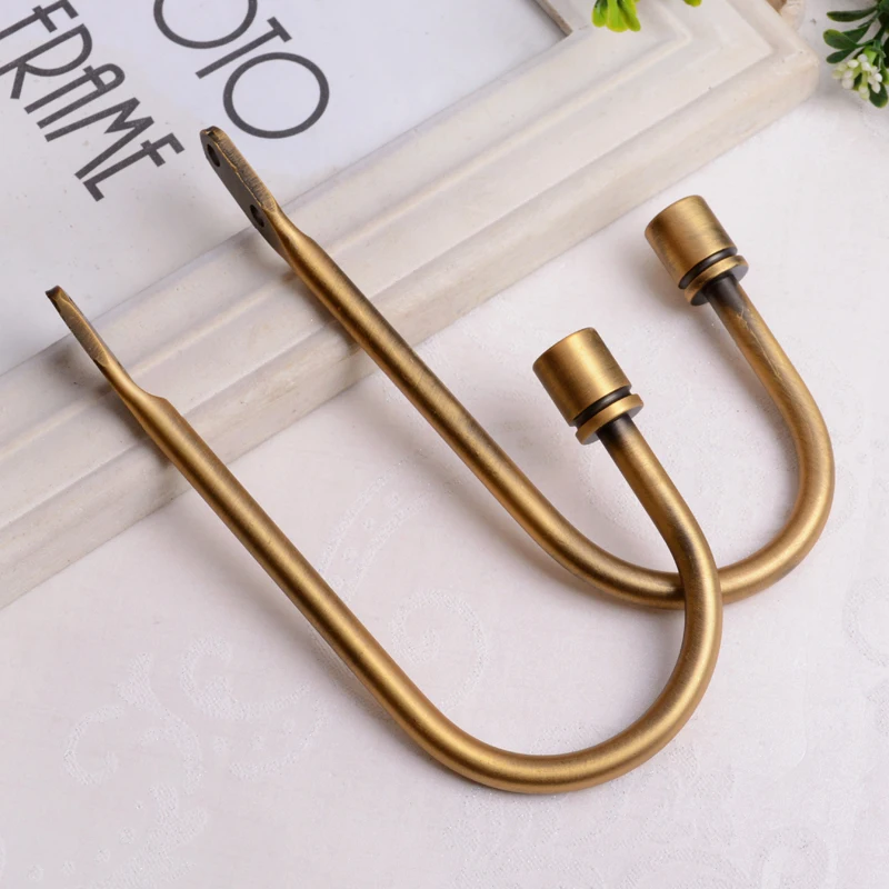 Metal Curtain Tie Back Hold Backs U-shaped Curtain Wall Hook Black Silver Gold Holders With 2 Screws Curtain Hanging 2pc/lot