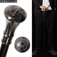 Fashionable Silver Walking Stick Medieval Knight Crown Pattern Straight Grip Decorative Canes for Men And Women Cosplay