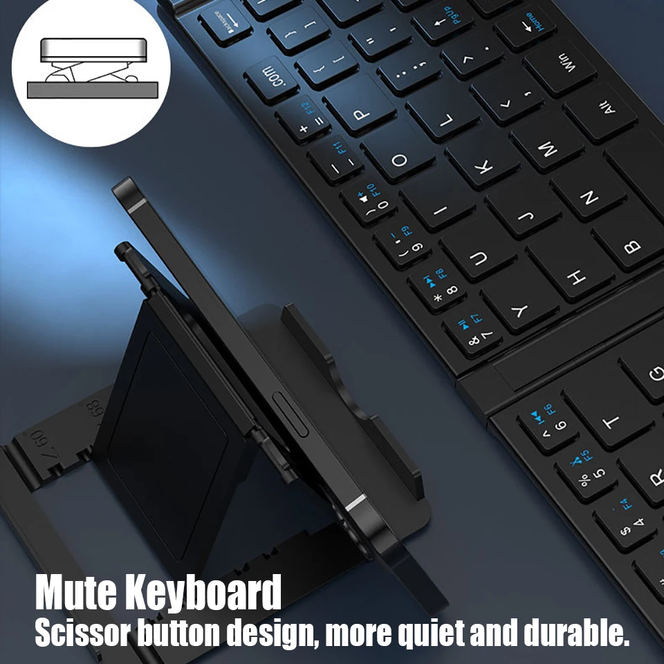 Imagem -03 - Hkyc-conjunto de Teclado e Mouse Bluetooth Mini Two Fold Exame Mock Tablet de Carregamento tipo c 2.4g