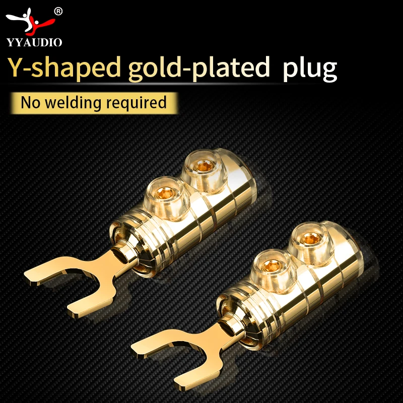 

YYAUDIO 8PCS Gold Plated Copper Banana Plugs Y Spade Speaker Plugs High Quality Banana Connector Speaker Wire Connector