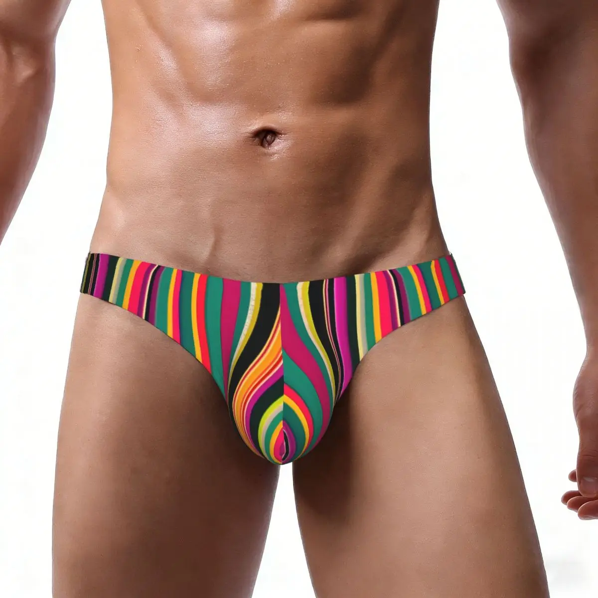 Men's Sexy Briefs Breathable Bikini Rainbow Men Underpants Low Cut Man Underwear Panties