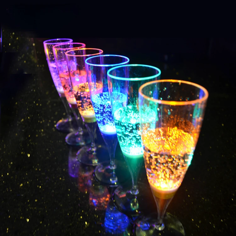 6pcs Flashing Cups LED Light Glasses Champagne Flutes Cocktail for KTV Bar Party plastic tall foot cocktail set gift for friends