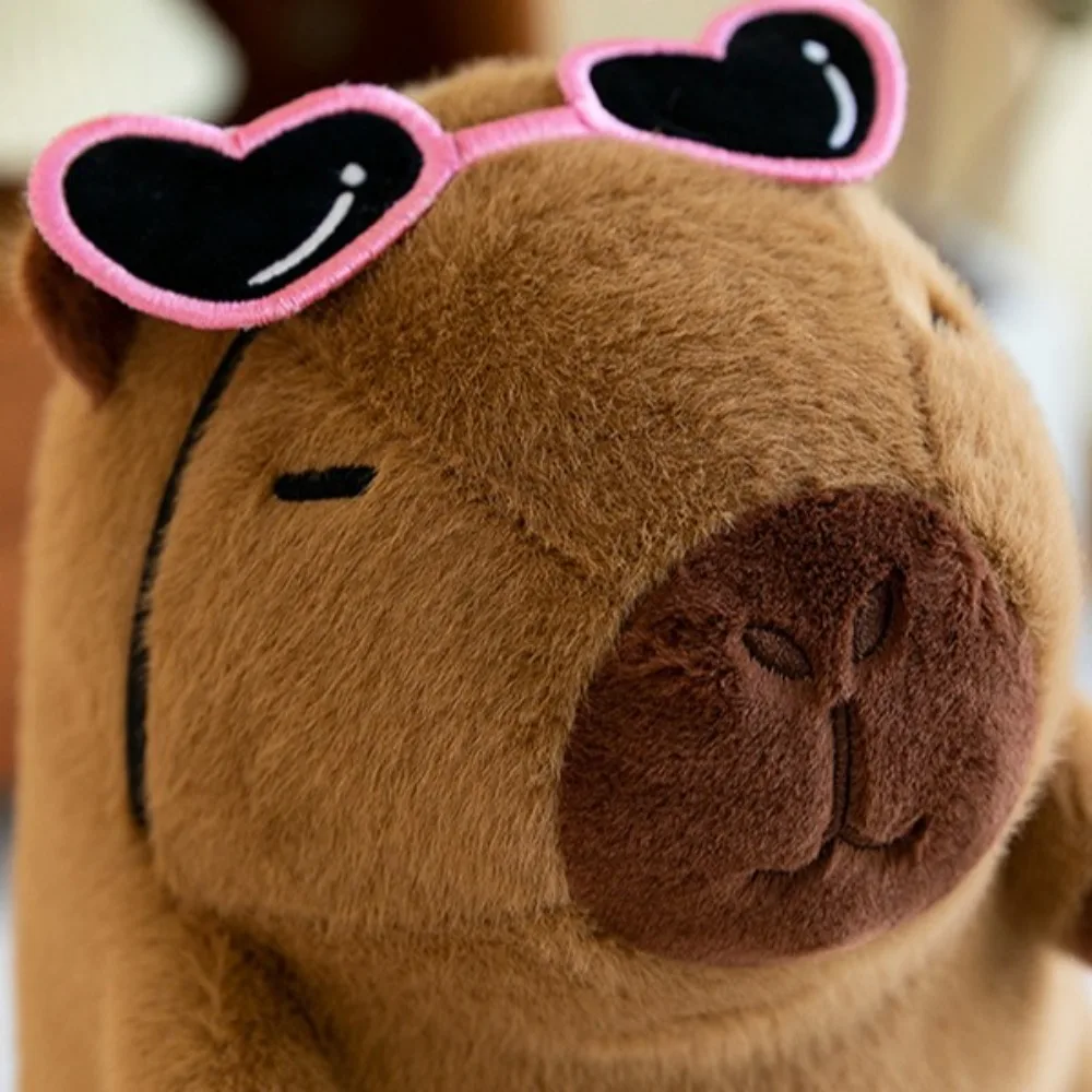 Wear Glasses Capybara Plush Doll Cartoon Simulation Capybara Plush Toy Fluffy Soft Capibara Fluffty Doll Birthday Gift