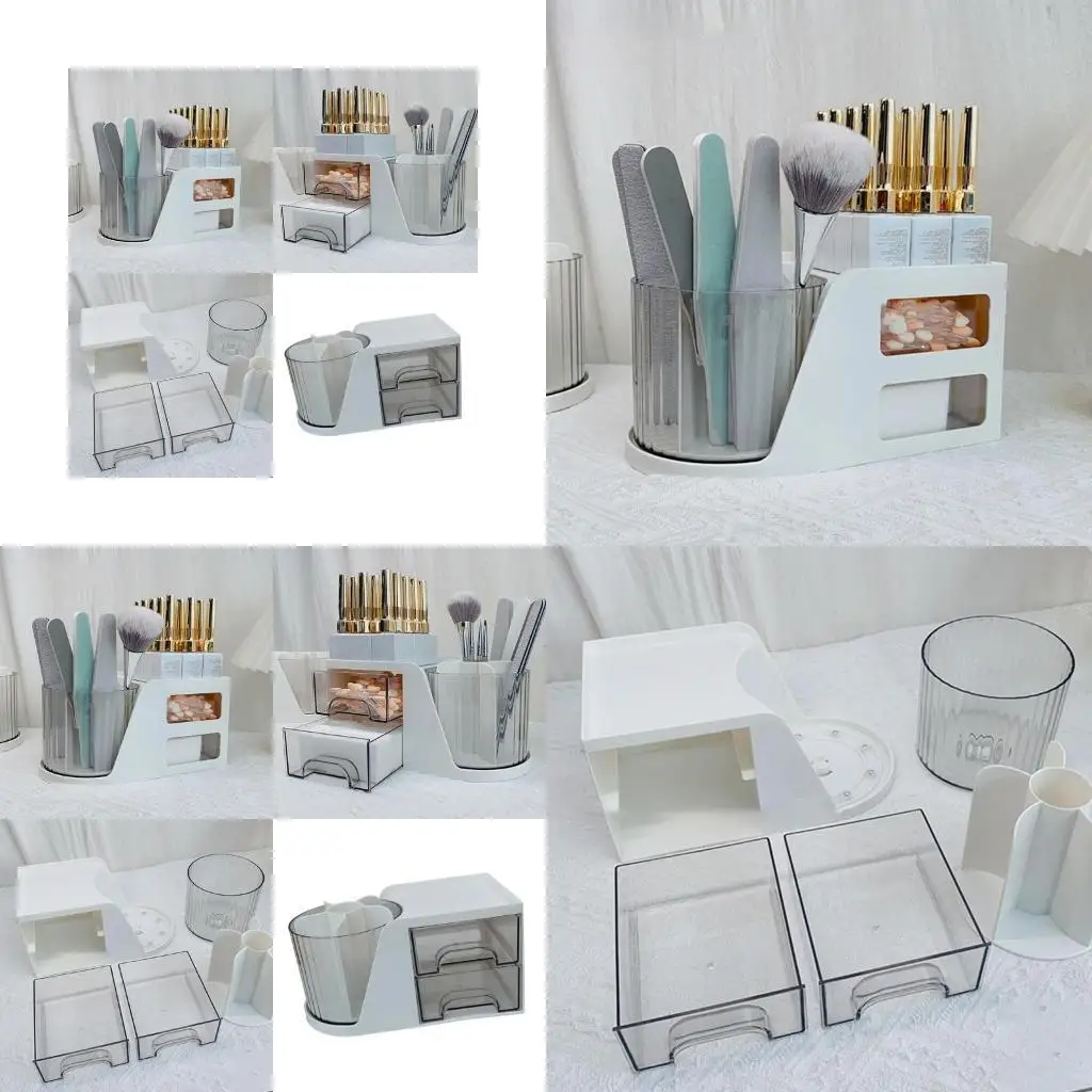 

E8BD Space Saving for Office Supplies Large Capacity Art Tools Storage Box Plastic Makeup Brush Holder