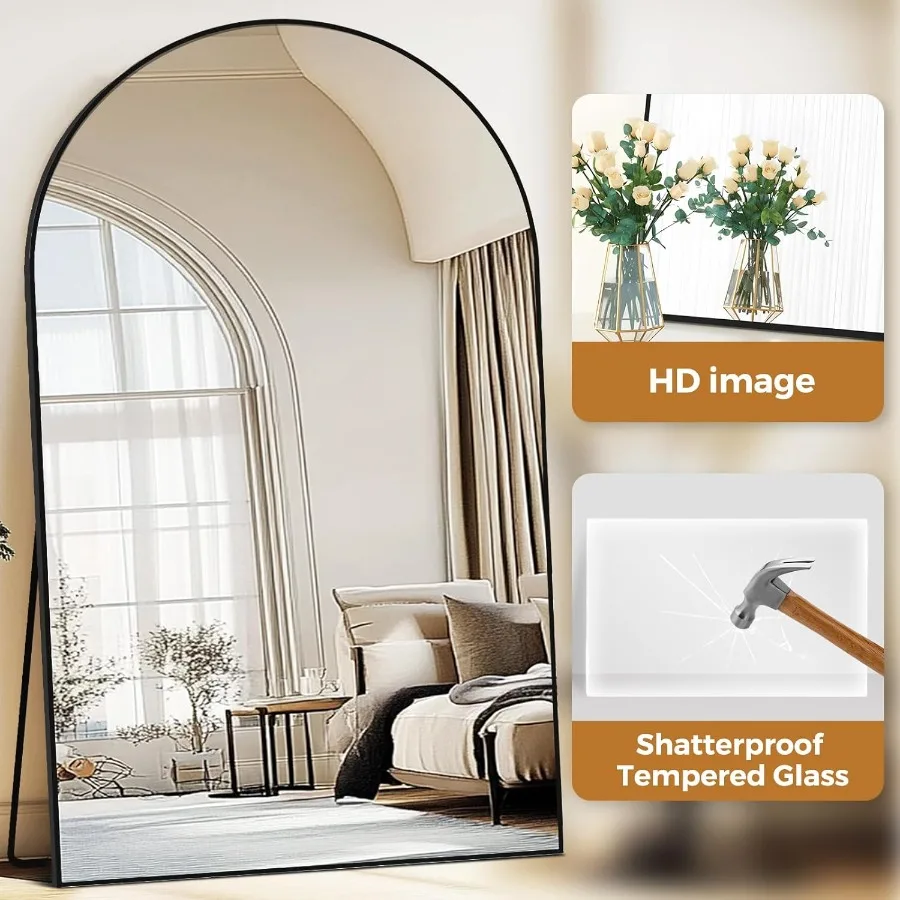 Cermin Ukuran Besar 72x44 Inci untuk Kamar Tidur Ruang Tamu Lemari Dipasang di Dinding atau Cermin Berdiri dengan Bingkai Aluminium
