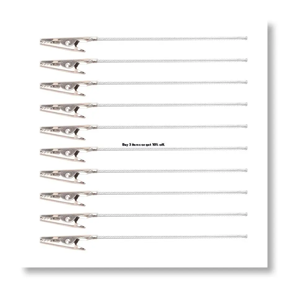 ●10 X Crocodile Metal Clips With Wire Stalk Alligator Clamps For Memo Note Card Holders